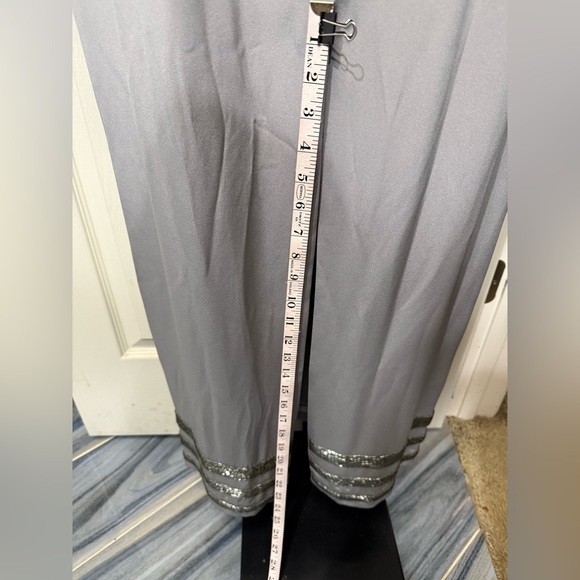 Elegant Lane Davis Beverly Hills Silver Bead Embellished Long Sleeve Maxi Dress - Picture 4 of 6